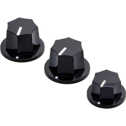 1 Set 3 Plastic Knobs Preamp Control For Jazz Bass JB Effect Black 2 Big 1 Small D5QD