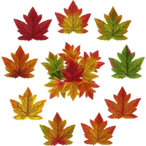 100Pcs 10cm Artificial Maple Leafs Fake Plants Autumn Leaves Slilk Tree Foilage For Home Wedding Party Christmas Decoration