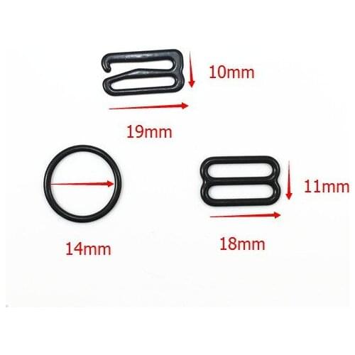200set Metal Black Lingerie Hardware Sewing Clips Hooks Eye for Bra Strap 14mm Sewing Accessories WB95