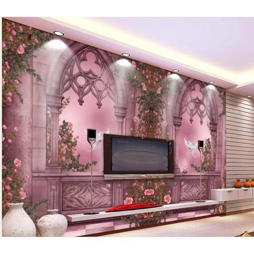 3d mural wallpaper Romantic Rose Garden windowsill background 3d stereoscopic wallpaper