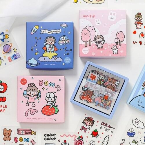 50 pcs Cute cartoon girl Adventures Sticker Set Diy PVC Decorative Stickers Scrapbook Decal For Scrapbooking Journal Planner