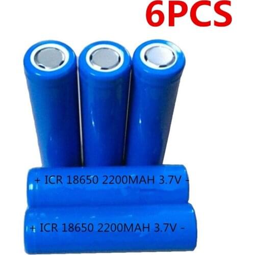 6pcs/lot 3.7V 18650 2200mAh rechargeable lithium battery 3.7V strong light flashlight anti-light special lithium battery