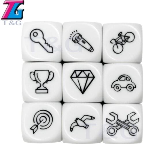 9pcs Puzzle Dice Cube Set Imagine Foster Imagination Story Cubes Training Of Oral Thinking Sticker Style