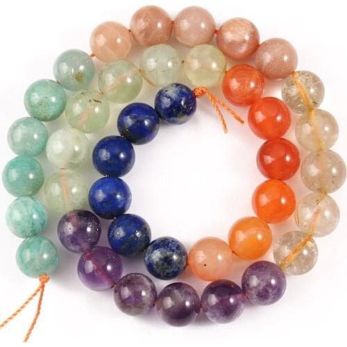 AAA Natural Seven Chakras Gem Stone Beads 6/8/10mm Round Loose Spacer Beads For Jewelry Making DIY Woman Bracelet Necklace 15"