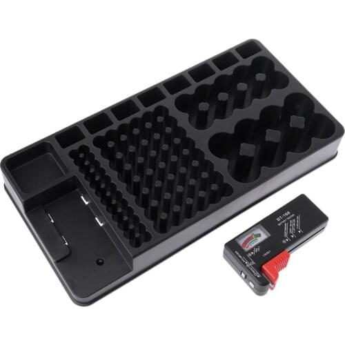 Large Capacity Battery Organizer With Removable BT-168 LCD Tester Storage Case Box Portable For AA AAA D C 9V 1.5V Cell Battery