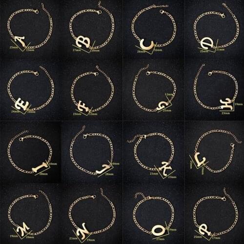 Hot Initial Bracelets Bangles A-Z 26 Letters Alphabet Charm Bracelet for Women Stainless Steel Jewelry Name Pulseiras