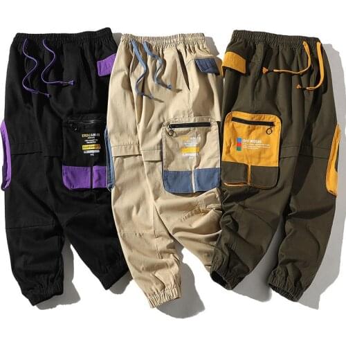 Spring New Men Casual Pants Mens Trend Wild Japanese Straight Pants Male Drawstring Cargo Pants Brand Clothing