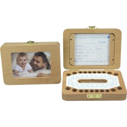 Children Male And Female Baby Deciduous Box Wooden Photo Frame Teeth Fetal Hair Storage Memorial Storage Box
