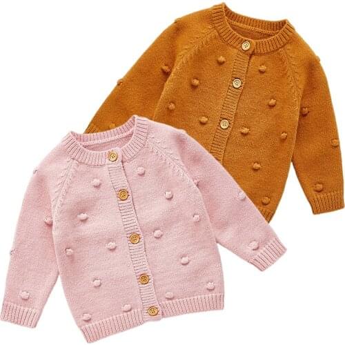 Children Knitted Coat Tops 0-3Y Spring Baby Girl Hairball Knitted Sweater Cardigans Autumn Toddler Newborn Long Sleeves Jackets