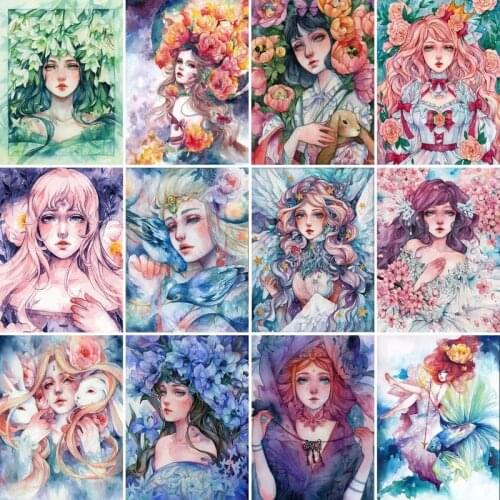 GATYZTORY DIY Painting By Numbers Watercolor Girl Modern Wall Art Figure Picture Acrylic Coloring City Paint On Canvas For Home