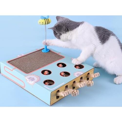 Cat Toy Interactive Solid Mouse Game Wooden Interactive Maze Pet Hit Hamster Kitten Tease Toy Catch Bite Funny Training Toy
