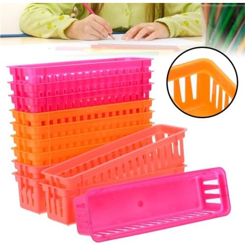 12pcs Household Plastic Storage Basket Organizer Tray Suitable For Pen & Pencil Stationery Small Items Storage