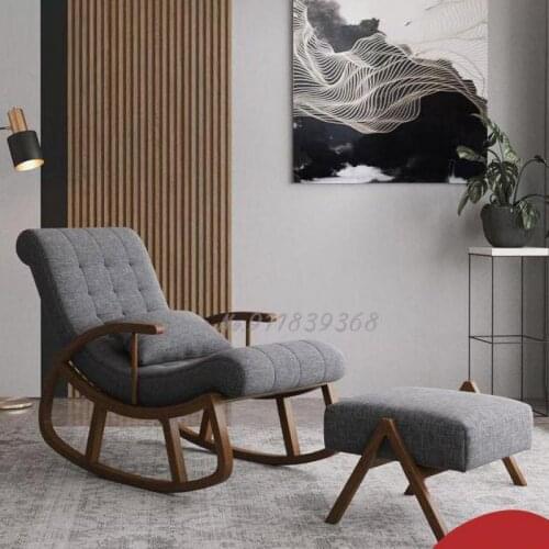 Rocking Chair Household Adult Recliner Balcony Lounge Chair Siesta Chair Elderly Easy Chair Single Sofa Solid Wood Rocking Rocki