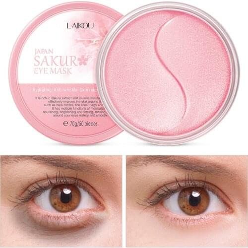 LAIKOU Sakura Essence Collagen Eye Mask Moisturizing Gel Eye Patches Remove Dark Circles Anti Age Bag Eye Wrinkle Skin Care 70g