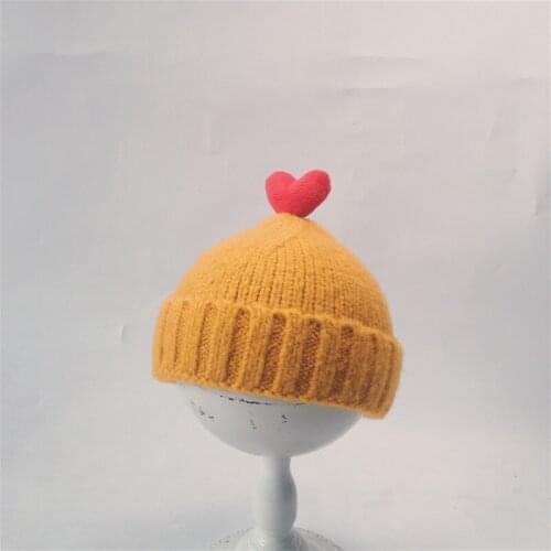 Cute Kids Love Heart Beanie Hat Warm Girls Boys Winter Hats 2-7 Years Old Fall Autumn Knitted Outdoor Skullies Cap For Children