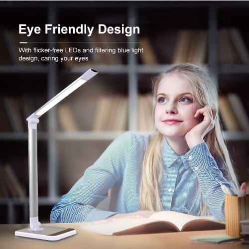 LED Desk Lamp Hand Sweep Wireless Charging 18W Dimmable Touch Control 4 Modes 6 Levels Eye-Caring LED Table Lamps For Reading