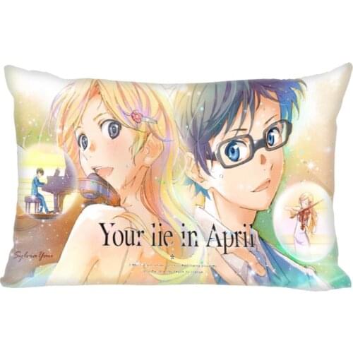 Big Size Your Lie in April Pillowcase Home Wedding Decorative Pillow Cover Rectangle Zipper Pillow Cases Satin Fabric A12.21