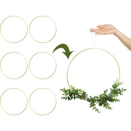 New 6 Pack 12 Inch Metal Floral Hoop Wreath Macrame Gold Hoop Rings for DIY Wreath Decor, Dream Catcher