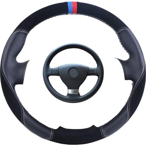 Custom Car Steering Wheel Cover For Volkswagen Golf 5 Mk5 VW Passat B6 Jetta 5 Mk5 Tiguan 2007-2011 Suede Leather Steering Braid