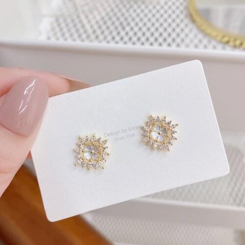 Wholesale Rose Flower Cubic Zirconia 14k real Gold Female Earrings Pendant Original Jewelry For Women Drop Shipping Earring Gift