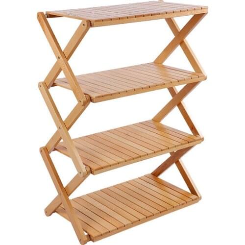 Outdoor Folding Shelf 4 Layer Storage Rack Multi-function Portable Foldable Shelf Camping Picnic Wood Table