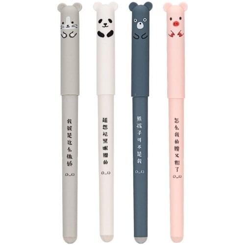 Cartoon Animals Erasable Pen 0.35mm Cute Panda Pig Kawaii Gel Pens for School Writing Novelty Stationery Girls Gifts