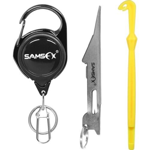 SAMSFX Quick Knot Tying Tool Loop Tyer Hook Remover w/ Zinger Retractors Fly Fishing Gear Combo Fish Tackles Accessories