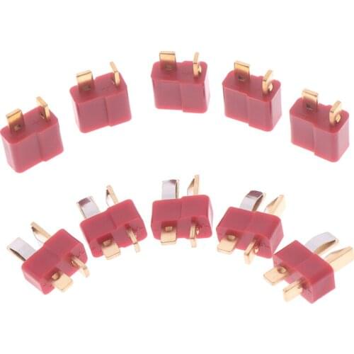 10Pcs T Plug Jack Connectors Male + Female Deans Connector T For RC LiPo Battery Helicopter Terminals Connectors Kit