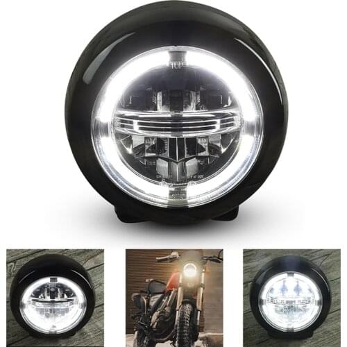 Universal Vintage Motorcycle Headlight Driving Lamp Ring Super Bright Retro Headlamp