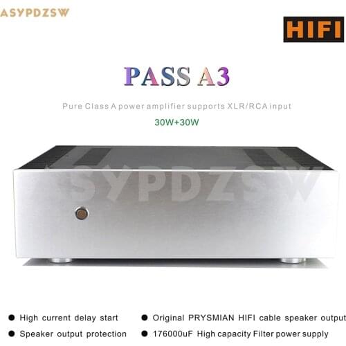 PASS A3 HIFI Pure Class A power amplifier Support XLR balance/RCA Single-ended Input 30W+30W 8 ohm