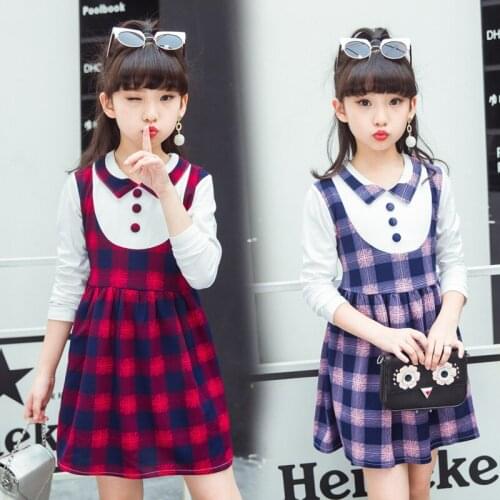 Baby Girl Long Sleeve Spring Dress Big Girls Dresses 2020 Autumn Plaid Dress Kids Clothes Size For 3 4 5 6 7 8 9 10 11 12 Years