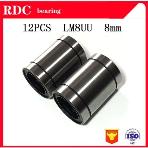 High quality 12 pcs/lot LM8UU 8mm linear ball bearing Linear Bearing 8mm 3d printer parts LM8 cnc parts factory direct