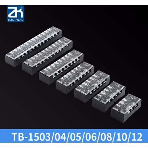 1Pcs 600V 15A TB1503 TB1504 TB1505 TB1506 TB1508 TB1510 TB1512 Positions Screw Electric Wire Connection Barrier Terminal Strip