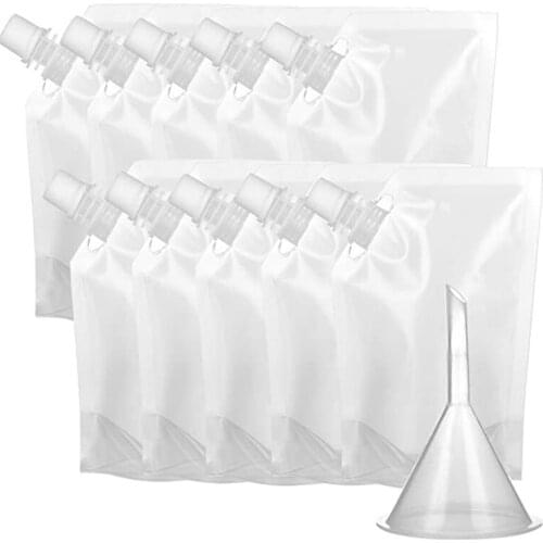 10 Pieces Drinks Flasks Liquor Pouch Reusable Drinking Flasks Concealable Plastic Flasks With Plastic Funnel (220 Ml)