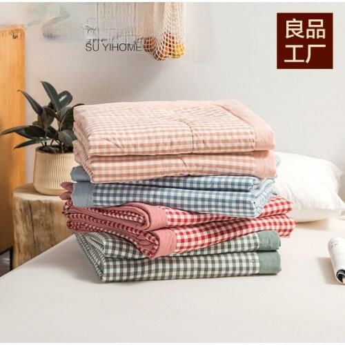 100% cotton summer quilt plaid summer blanket cotton air-conditioning quilt cotton summer quilt duvet cover comfort blanket