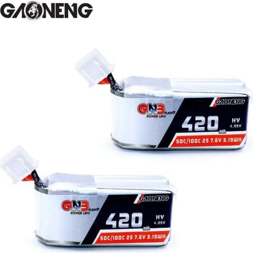2PCS Gaoneng GNB 420mah 2S 7.6V 50C/100C LiHV Lipo battery with JST-XH2.5 Plug for KINGKONG LDARC TINY GT7 GT8 Tiny Whoop Drone