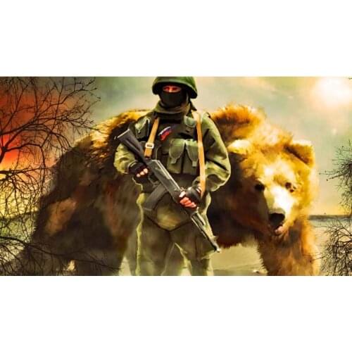 3x5ft soldier and bear for Russia polyester banner flag