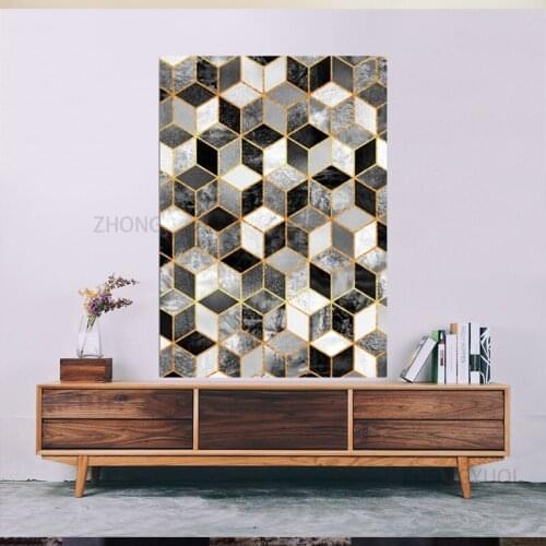 Abstract Geometric Marble Canvas Painting Poster Prints Gallery Wall Art Picture for Living Room Interior Office Home Decor