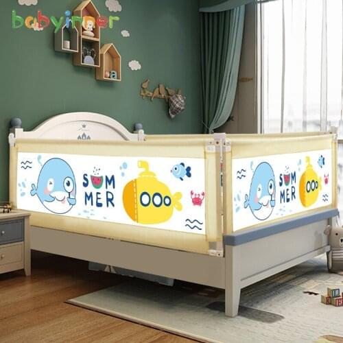 Babyinner Baby Bed Fence 5 Gears Adjustable Height Crib Bumper Vertical Lift Anti-fall Bed Safet Rails Stable Durable Crib Fence