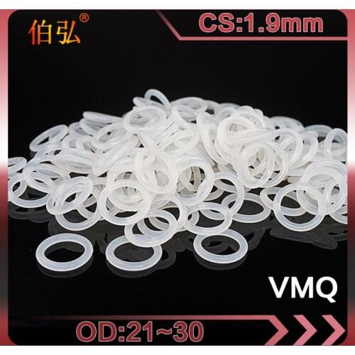 White Silicon O-Ring 5PCS/lot Silicone/VMQ CS1.9mm OD 21/22/23/24/25/26/27/28/29/30mm O Ring Seal Rubber Gasket Rings Washer