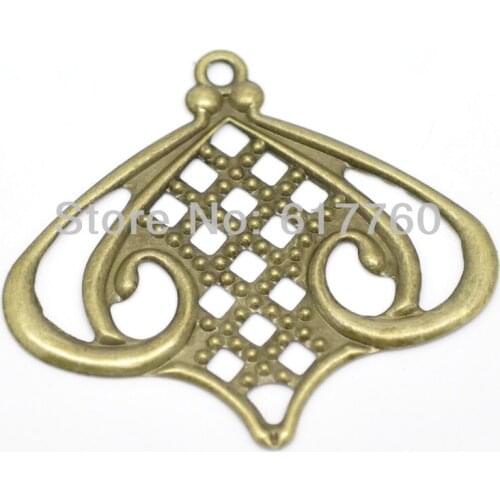 Free shipping-50Pcs Antique Bronze Filigree Charm Pendants Embellishment Jewelry Findings DIY Connectors 5.5x5cm(2-1/8"x2")