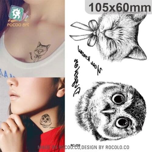 Body Art waterproof temporary tattoos for men and women simple cat owl design small tattoo sticker Wholesale RC2258