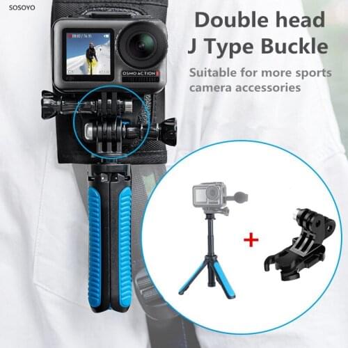Quick Release Double-headed J-Hook Mount Adapter + Extended Handle tripod Selfie stick For GoPro SJCAM DJI Osmo Action Camera