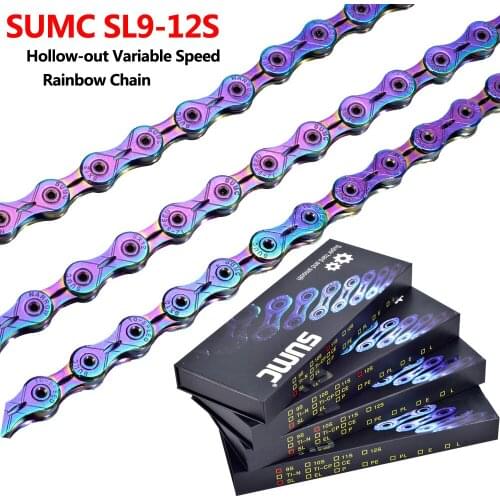 SUMC Bicycle chain Gold Rainbow Bike Chain X9 X10 X11 X12 Super Light For 9 10 11 12Speed MTB/Road Bicycle Chains 116L