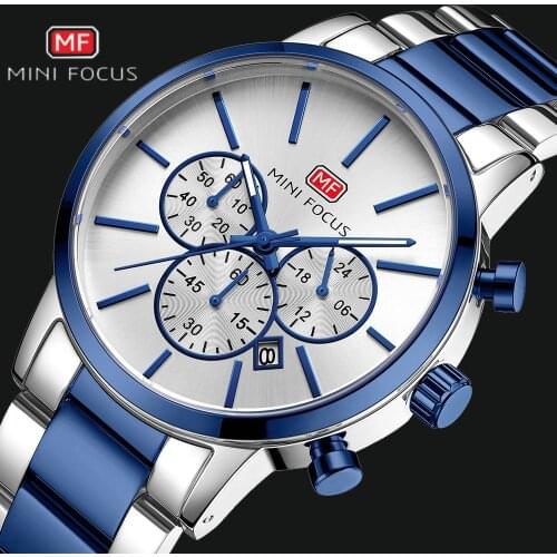 Army Pilot Mens Watches Fashion Quartz Wrist Watch Male Waterproof Calendar Navy Blue Multi Function Full Steel Clock MINI FOCUS