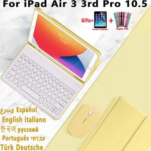 Magic Keyboard Case for iPad Air 3 3rd 2019 Pro 10.5 2017 Russian Spanish Korean Arabic Hebrew Turkish Portuguese Thai Keyboard