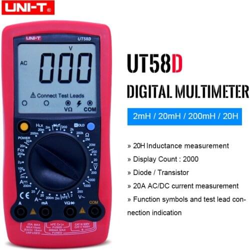 UNI-T Digital Multimeter UT58D AC/DC Volt Amp Ohm Capacitance Inductance Tester 20A