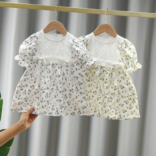 Girls Kids Princess Sweet Flora Dress Summer Short Sleeve Children Baby Infants Casual Printed Ruffle Dresses Vestidos S12537