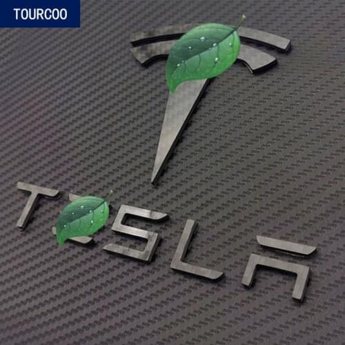 For Tesla Model 3 Real Carbon Fiber Front Rear Emblem Badge Stickers Car Styling Modification Accessories