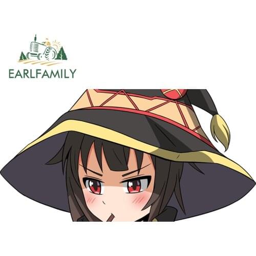 EARLFAMILY 13cm x 6.7cm for Konosuba Megumin Vinyl Car Stickers Waterproof Anime Laptop Surfboard Decal Vehicle JDM Assessoires